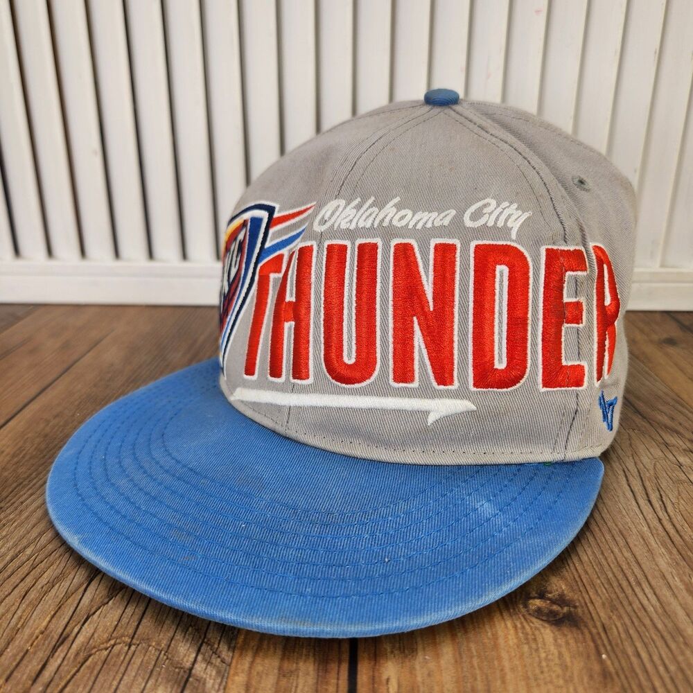 Oklahoma City Thunder '47 Brand Hitch Inbounds Snapback Hat Cap Gray Blue NBA